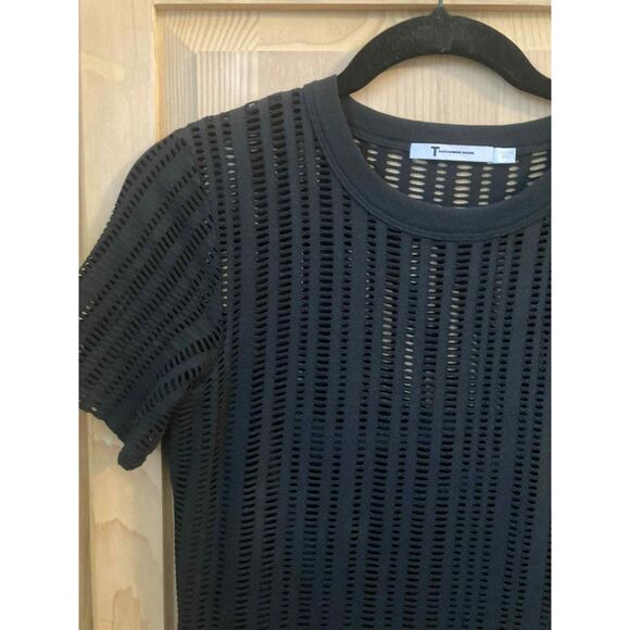 Alexander Wang | Sheer Panel Black Textured Stretch Bodycon Mini Dress | Medium - Picture 4 of 6